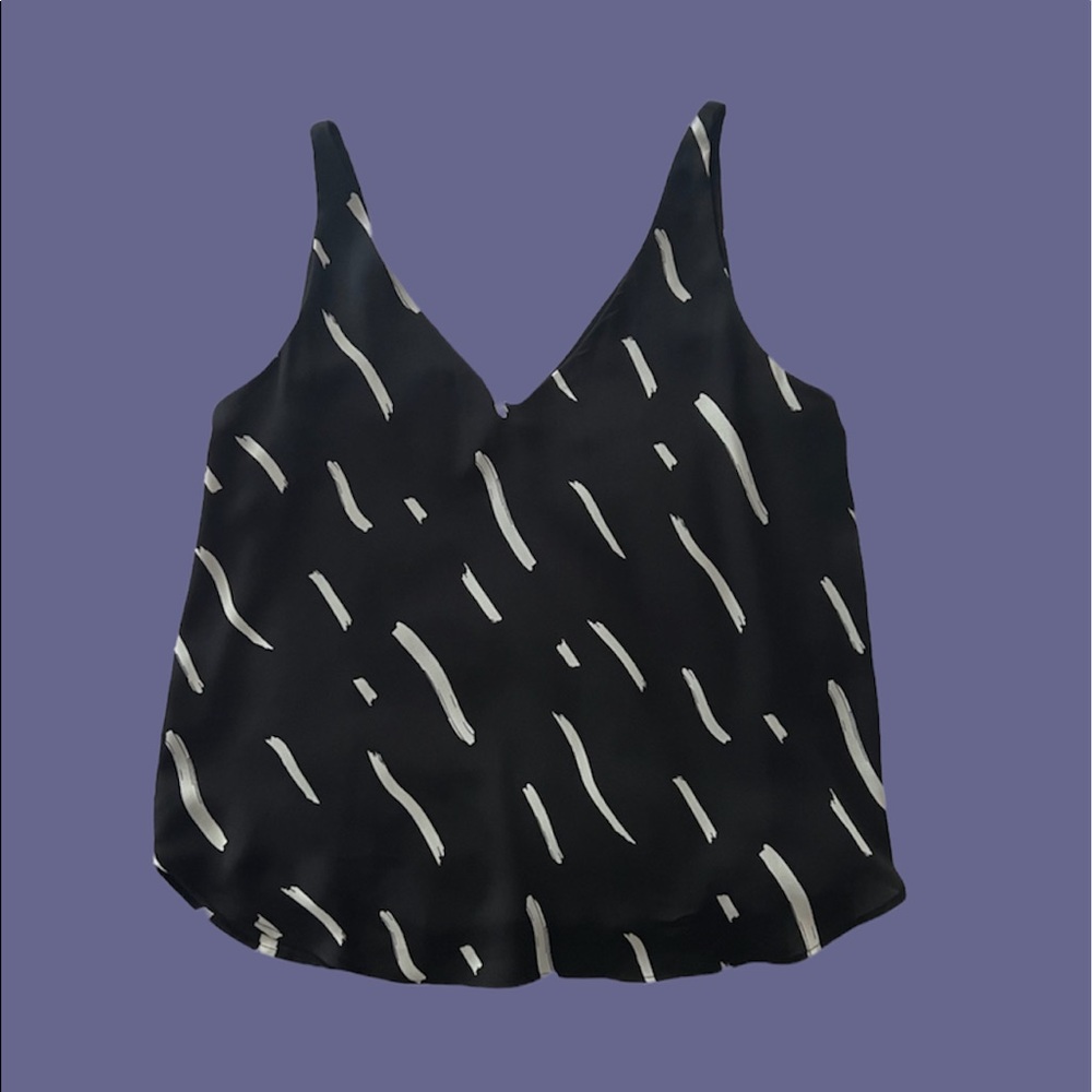 LOFT Black and Cream Sleeveless Top